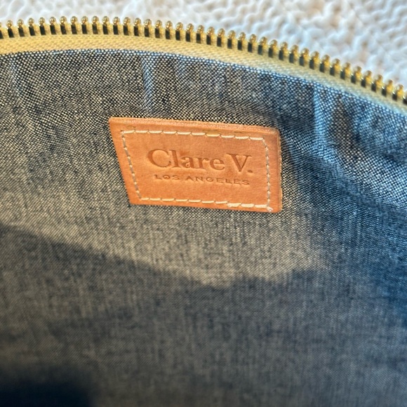 Clare V denim and leather clutch - Picture 4 of 6